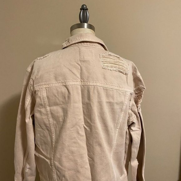 American Eagle Pale Pink Distressed Denim/Jean Jacket - Picture 3 of 4